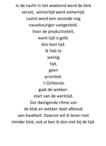 Tijd, gedicht over tijd in de vorm van een zandloper